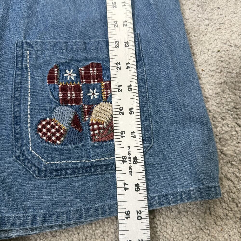 Vintage Christopher & Banks Denim Shirt Jacket L Patchwork Hearts Embroidered - Picture 9 of 12